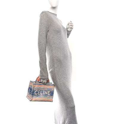 Celine Canvas Calfskin Striped Triomphe Small Cabas Thais Multicolor 2 of 9