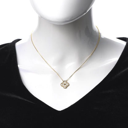 Van Cleef & Arpels 18K Yellow Gold Diamond Vintage Alhambra Pendant Necklace 2 of 8