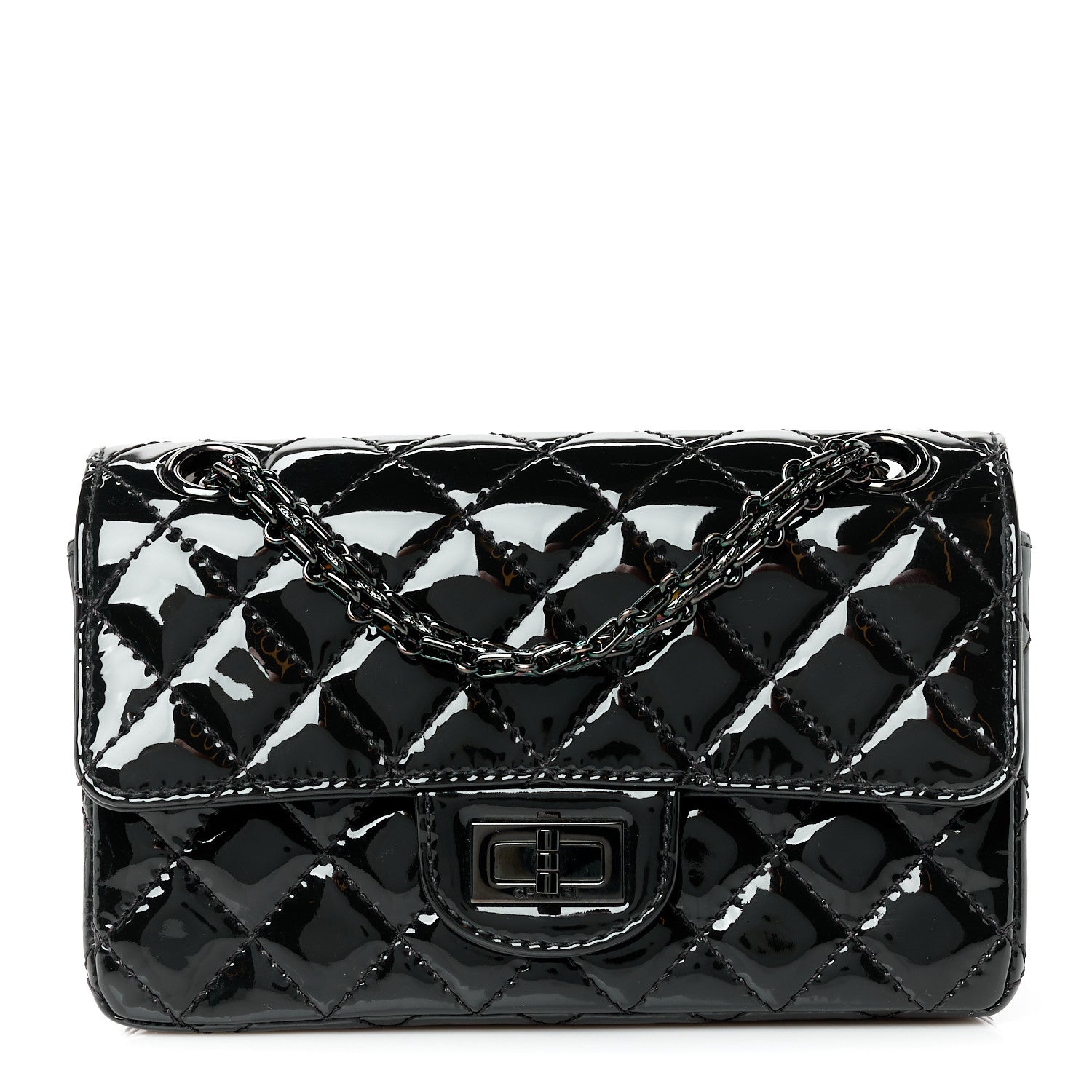 Chanel Patent Calfskin Quilted 2.55 Reissue Mini Flap So Black 1 of 10