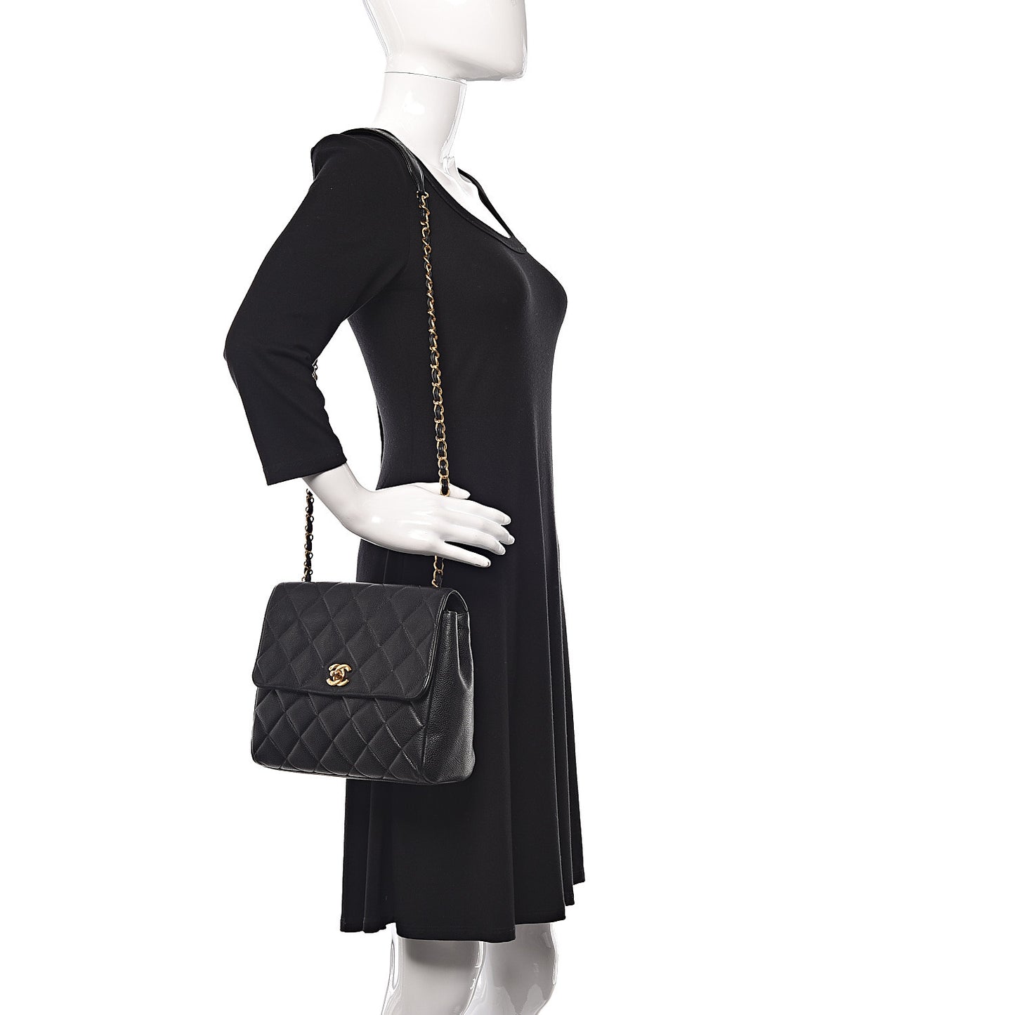 Caviar Quilted Small Single Flap Black