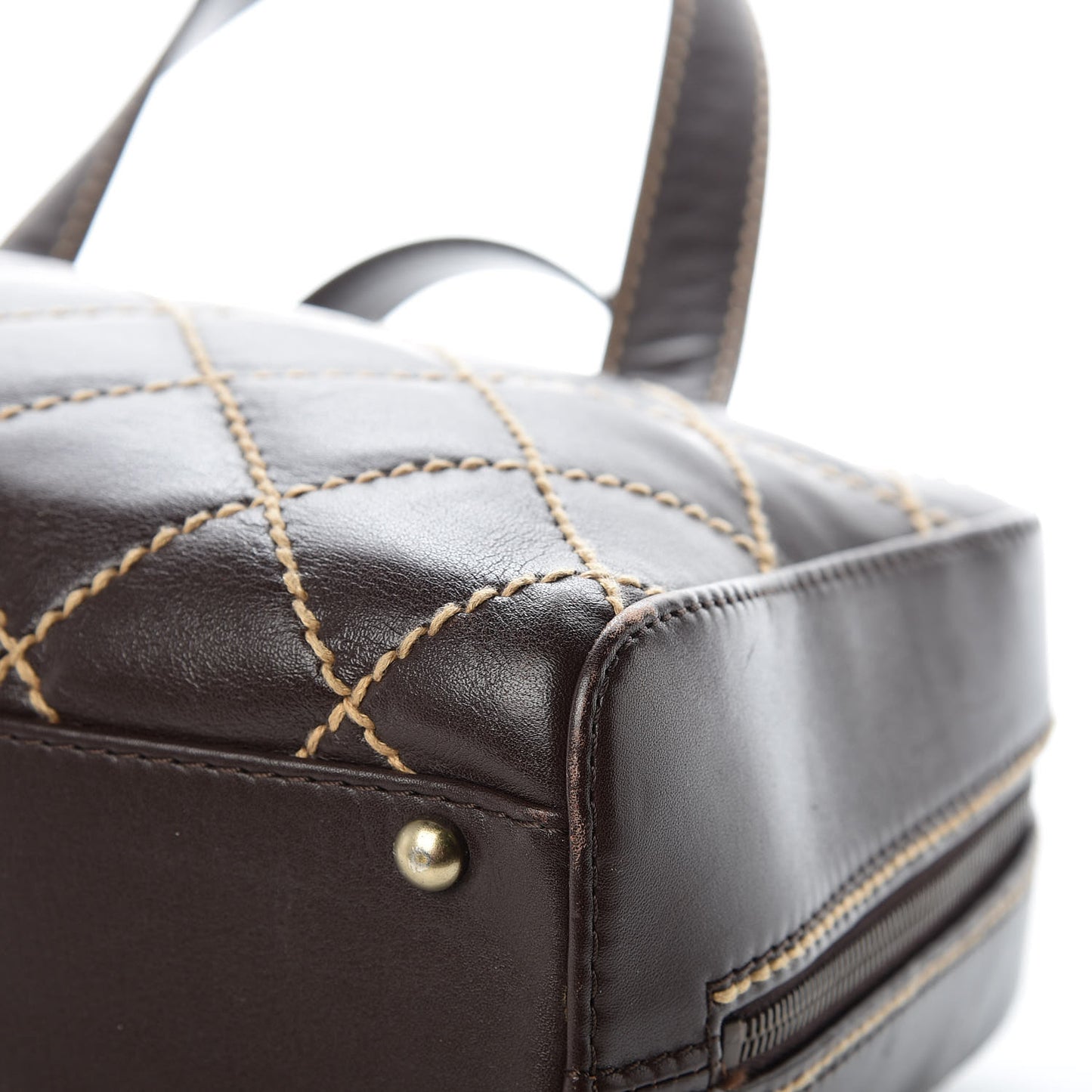 Calfskin Wild Stitch Top Handle Bag Brown