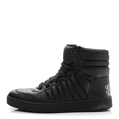 Gucci Nylon Calfskin Mens High Top Sneakers 8.5 Black 1 of 9