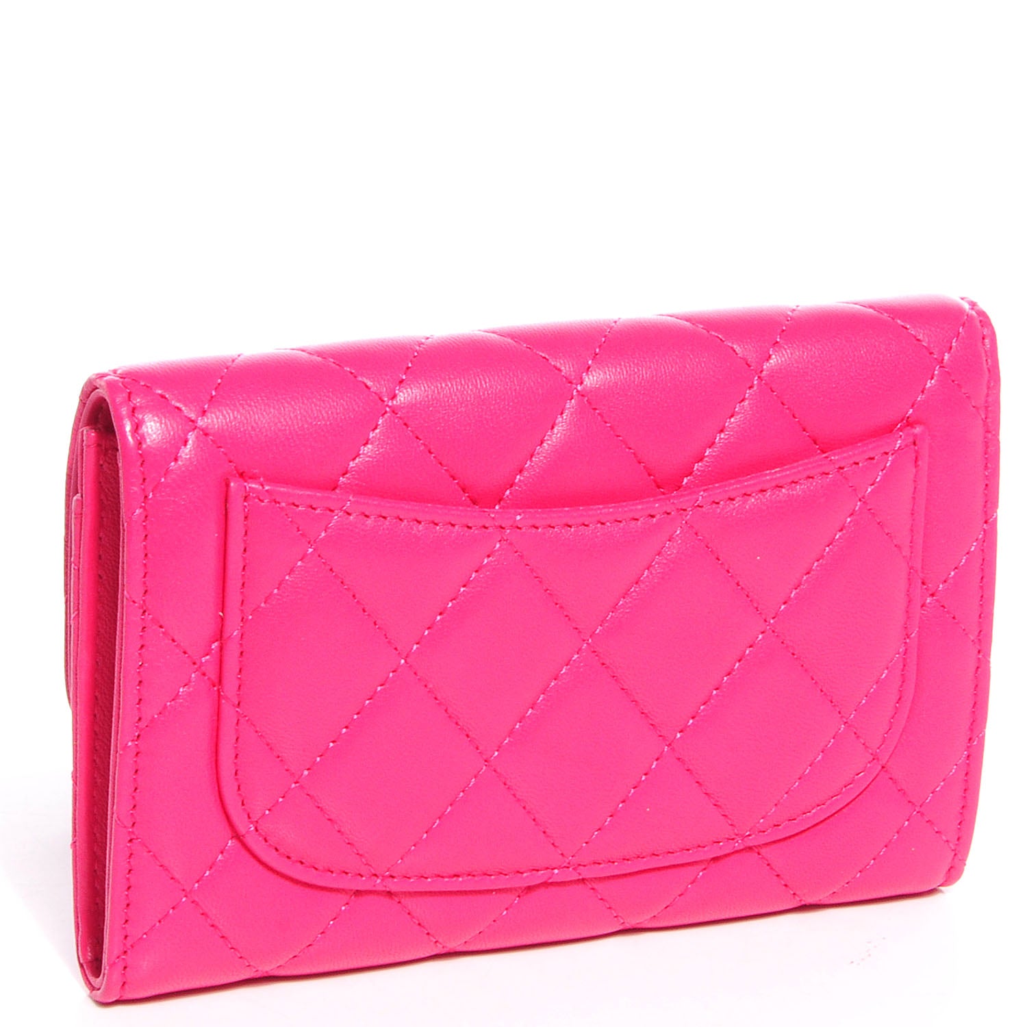 Chanel Lambskin Quilted Small Flap Wallet Dark Pink 4 of 10