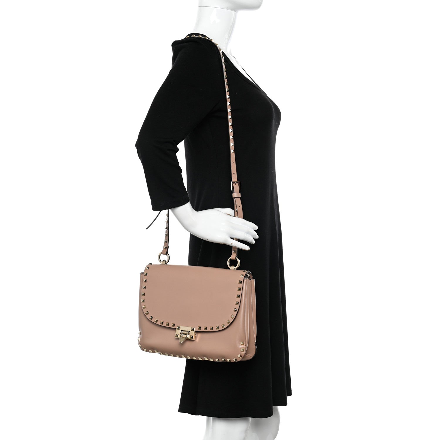 Valentino Garavani Vitello Small Rockstud Shoulder Bag Rose Cannelle 2 of 11
