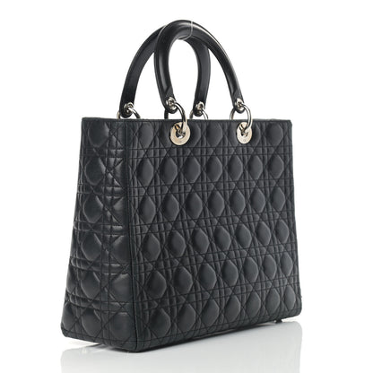 Christian Dior Lambskin Cannage Large Lady Dior Black 2 of 14