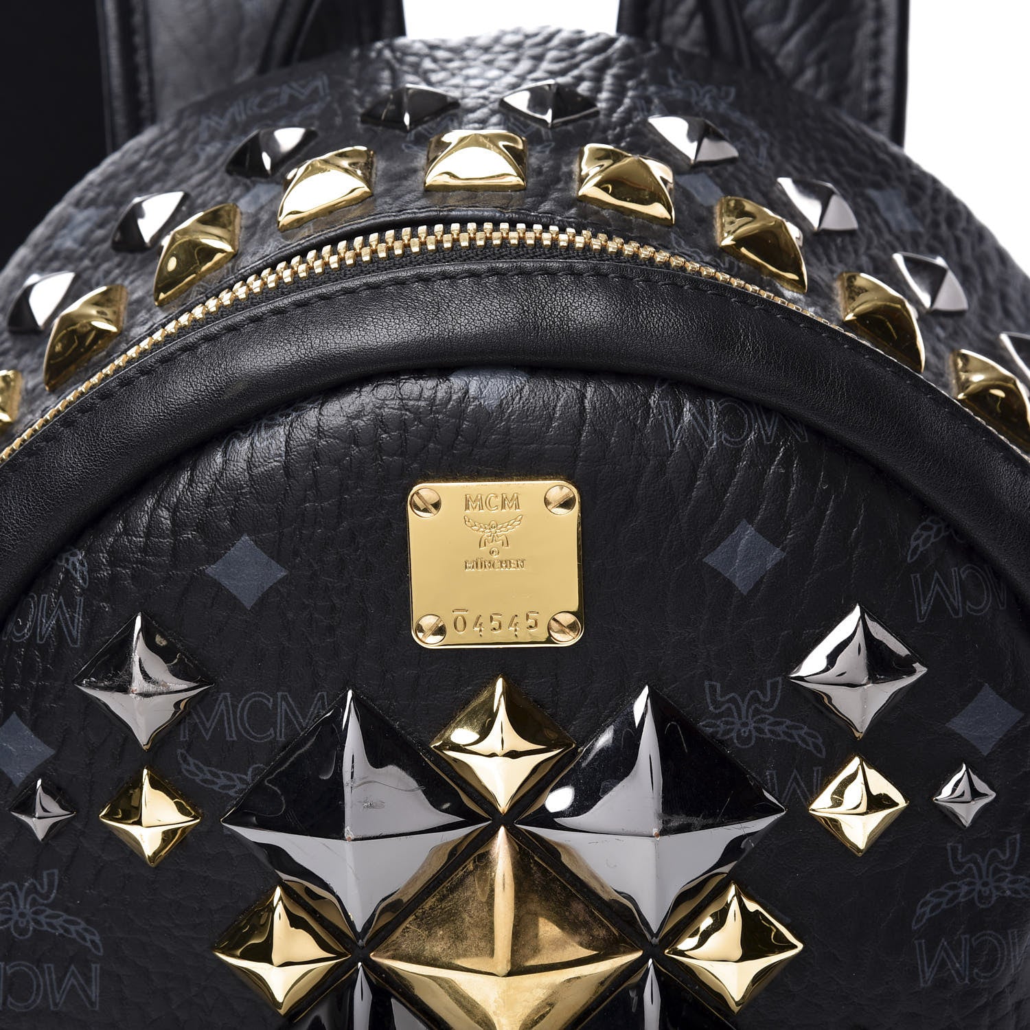 MCM Visetos Studded Small Stark Brock Backpack Black 8 of 8