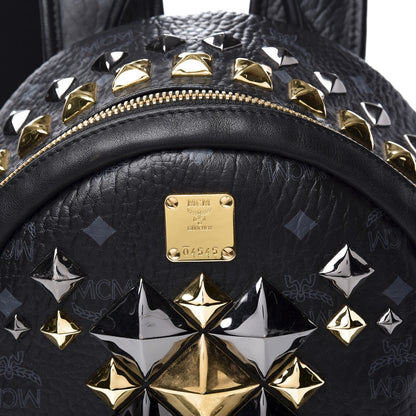 MCM Visetos Studded Small Stark Brock Backpack Black 8 of 8