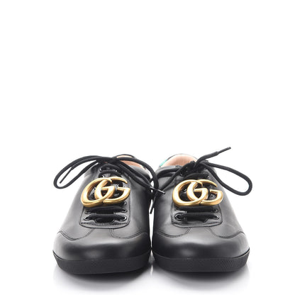 Gucci Calfskin Metallic Ayers Mens Bambi GG Sneakers 9 Black Red Flame Verde 2 of 8