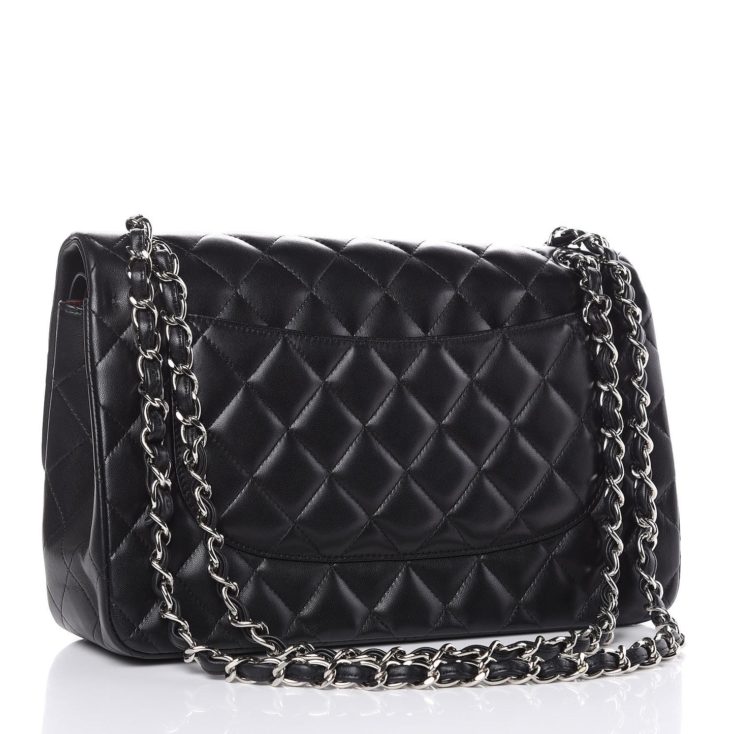 Lambskin Quilted Jumbo Double Flap Black