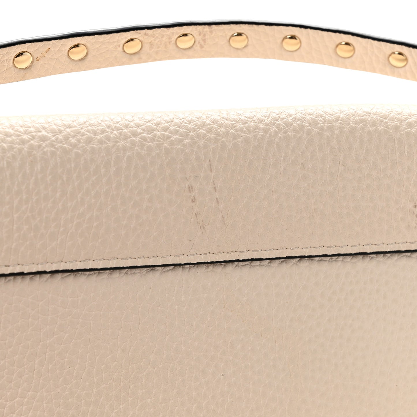 Grainy Calfskin Rockstud Crossbody Pouch Light Ivory