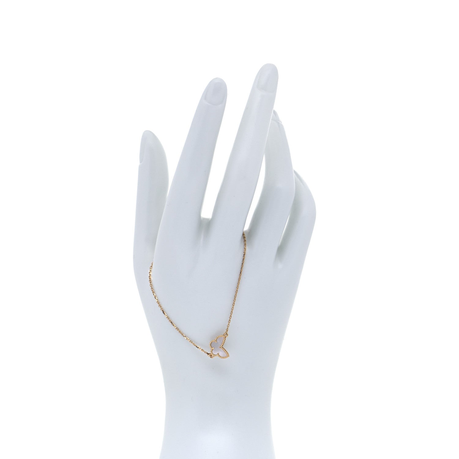 Van Cleef & Arpels 18K Yellow Gold Mother of Pearl Sweet Alhambra Butterfly Bracelet 2 of 7
