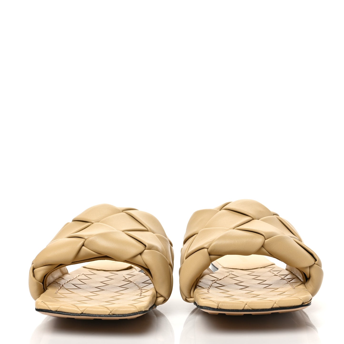 Nappa Maxi Intrecciato Lido Flat Sandals 39 Cane Sugar