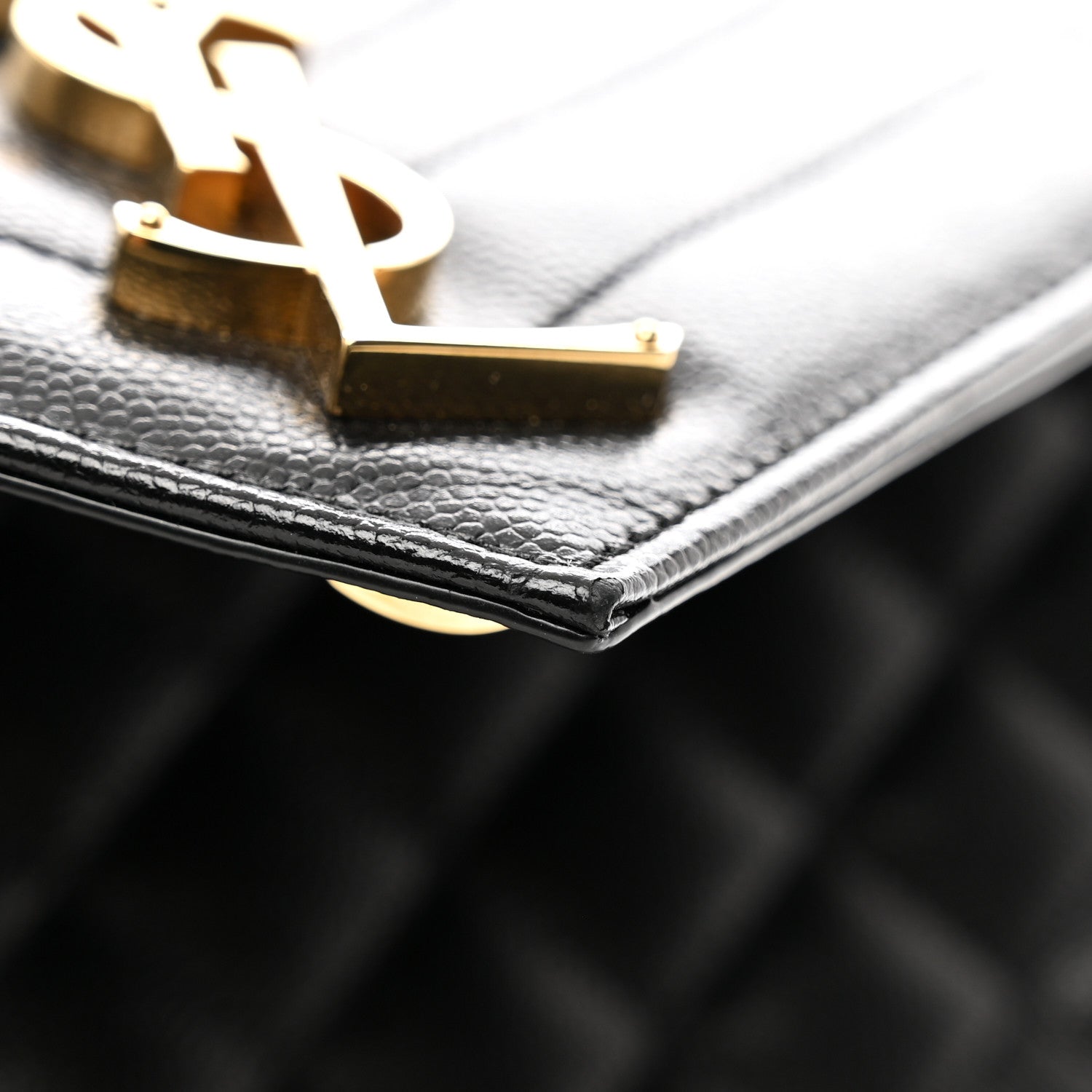 Saint Laurent Grain De Poudre Textured Mixed Matelasse Triquilt Medium Monogram Satchel Black 11 of 11