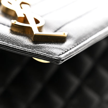 Saint Laurent Grain De Poudre Textured Mixed Matelasse Triquilt Medium Monogram Satchel Black 11 of 11