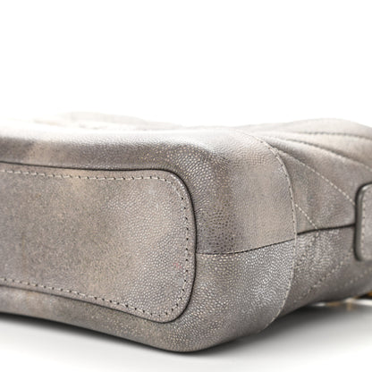 Chanel Metallic Caviar Chevron Quilted Small Gabrielle Hobo Light Silver Gold 10 of 10