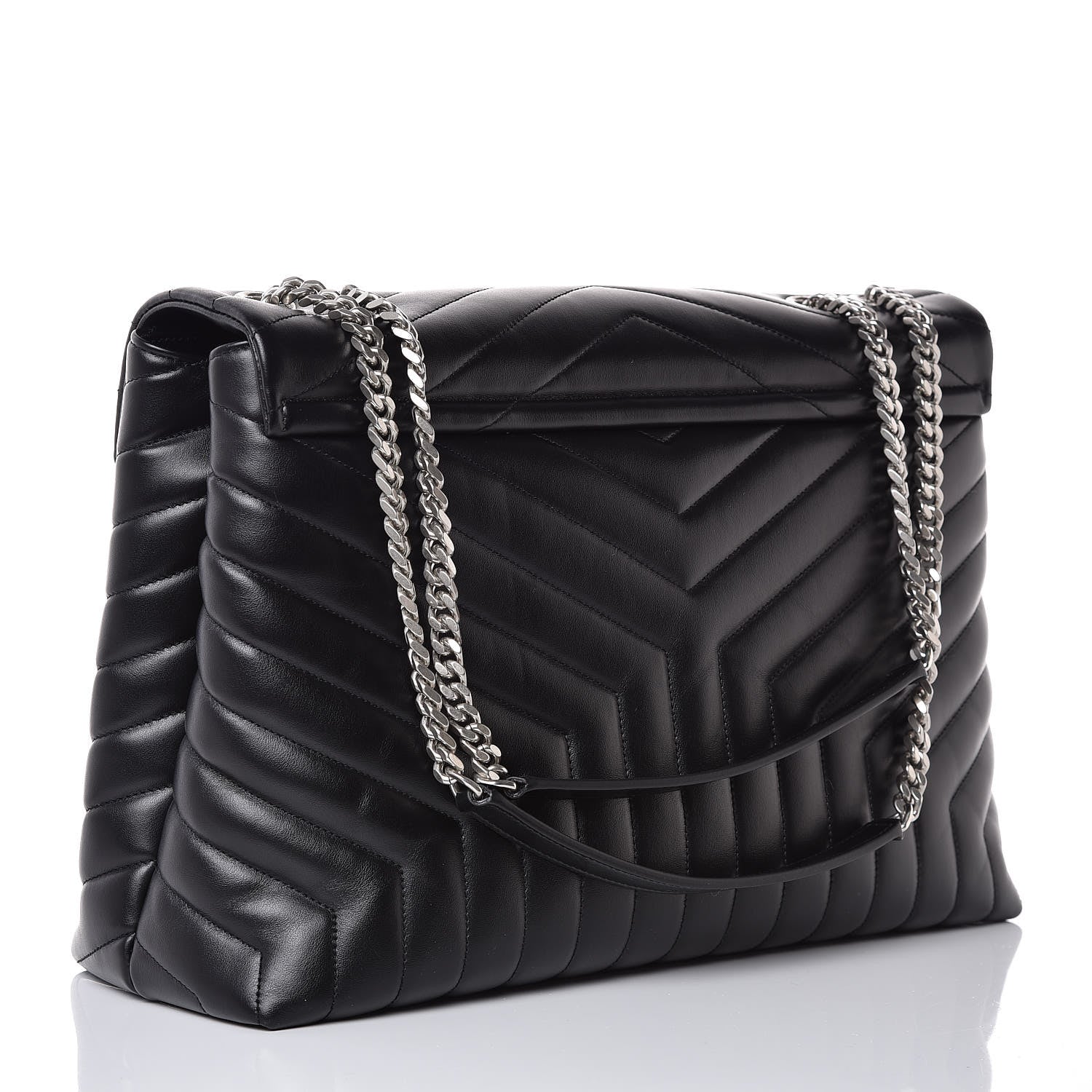 Saint Laurent Calfskin Y Quilted Monogram Large Loulou Chain Satchel Black 3 of 9