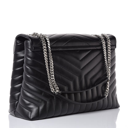 Saint Laurent Calfskin Y Quilted Monogram Large Loulou Chain Satchel Black 3 of 9
