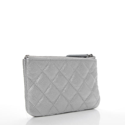 Chanel Metallic Caviar Quilted Small Cosmetic Case Silver 3 of 7