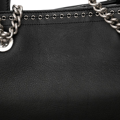 Chanel Grained Calfskin Large Coco Eyelets Shopping Tote Black 16 of 19