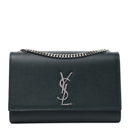 Saint Laurent Grain De Poudre Medium Monogram Kate Satchel Vert Fonce 1 of 14