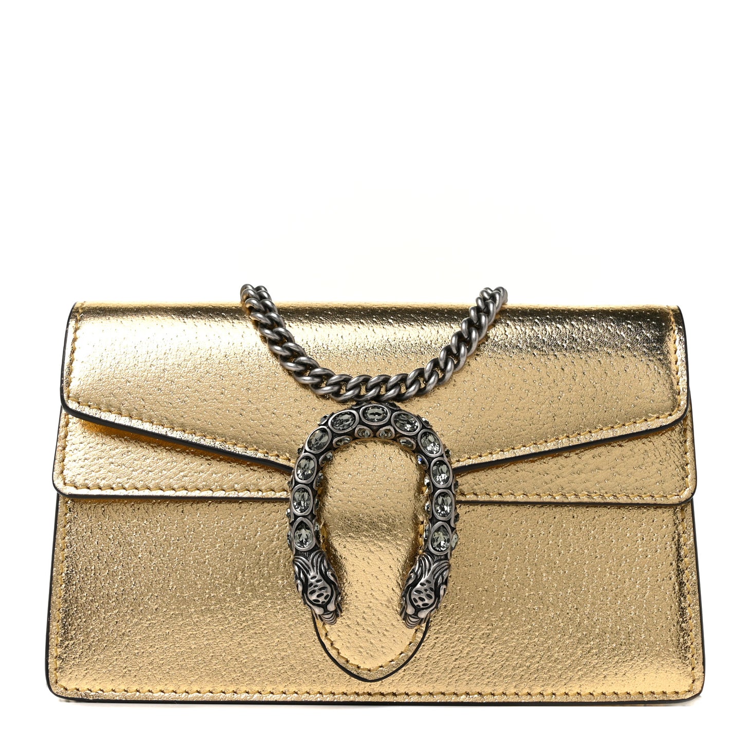 Metallic Calfskin Super Mini Dionysus Shoulder Bag Gold