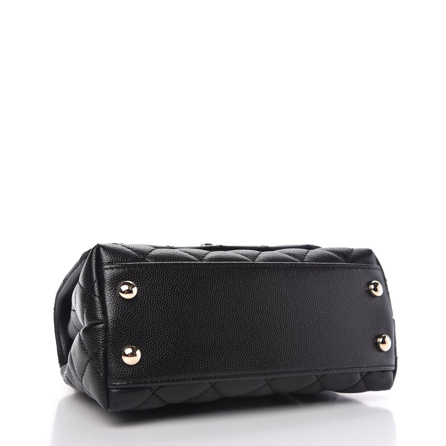 Caviar Lizard Embossed Quilted Extra Mini Coco Handle Flap Black