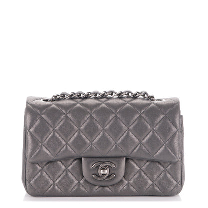 Chanel Iridescent Calfskin Quilted Mini Rectangular Flap Dark Grey 1 of 7