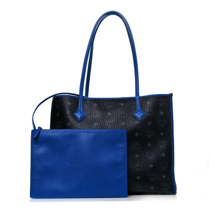 MCM Metallic Visetos Medium Kira Shopper Tote Black Blue 1 of 14