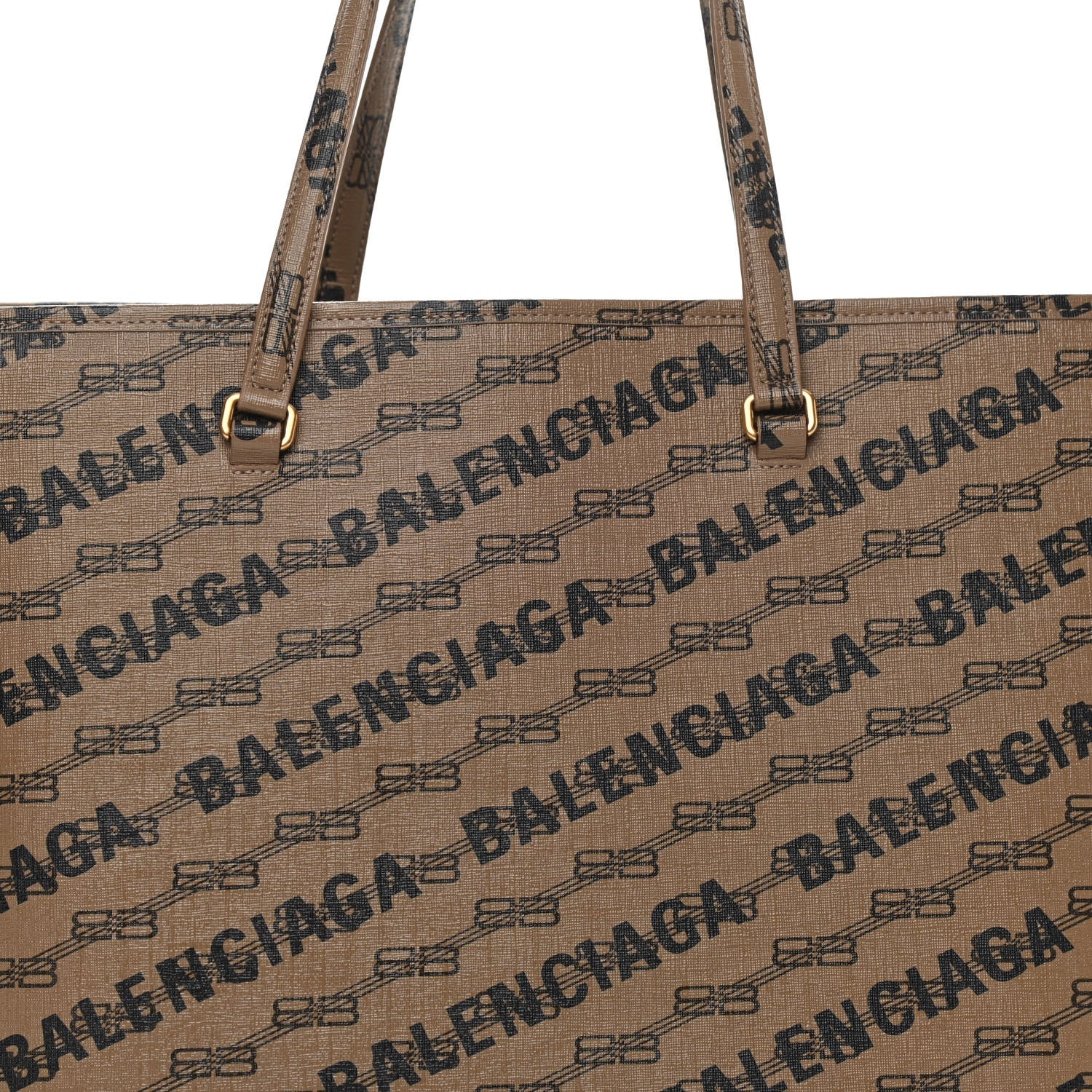 Balenciaga Coated Canvas BB Monogram Allover Logo Signature Tote Beige Brown Black 8 of 11