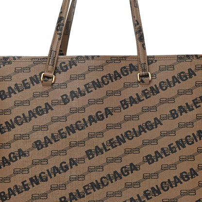 Balenciaga Coated Canvas BB Monogram Allover Logo Signature Tote Beige Brown Black 8 of 11