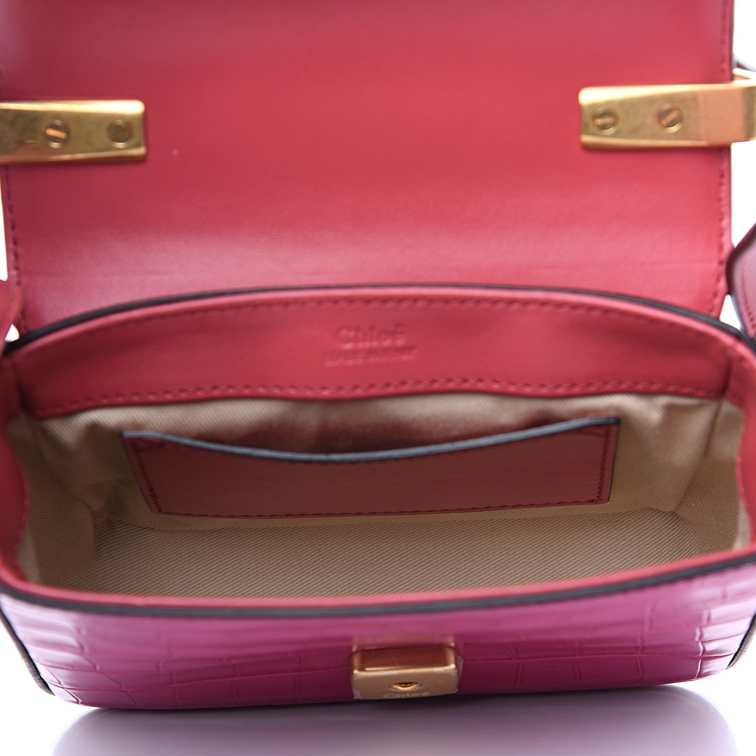 Chloe Calfskin Crocodile Embossed Mini C Double Carry Graphic Pink 4 of 7