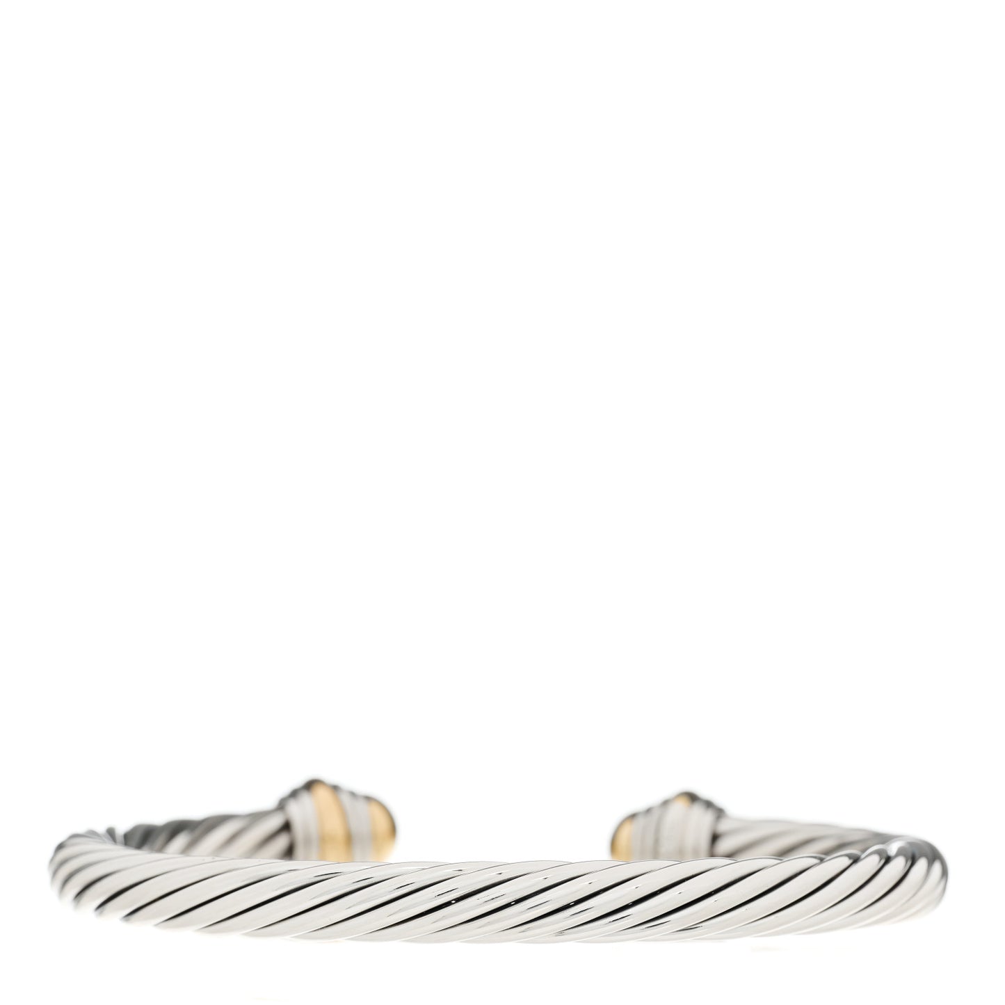 Sterling Silver 14K Yellow Gold 7mm Cable Classics Dome Bracelet