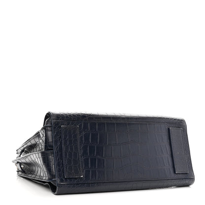 Saint Laurent Calfskin Crocodile Embossed Medium Souple Sac De Jour Medium Blue 5 of 10
