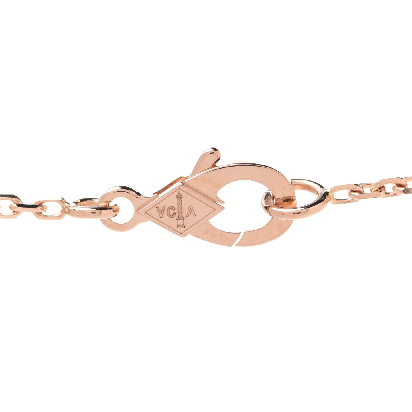 18K Rose Gold Gray Mother of Pearl Vintage Alhambra Pendant Necklace