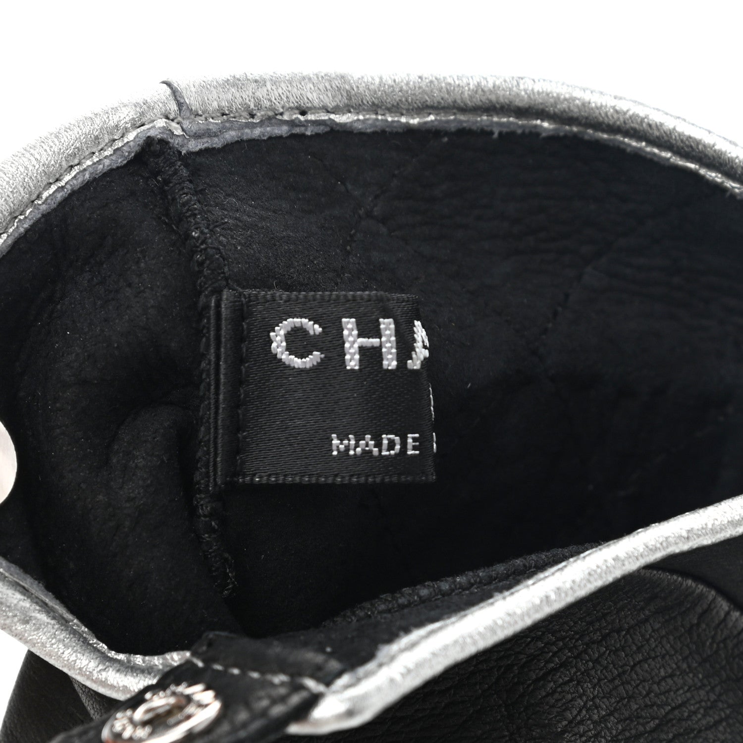 Chanel Lambskin Stitched Fingerless CC Embellished Gloves 7.5 Black 3 of 7