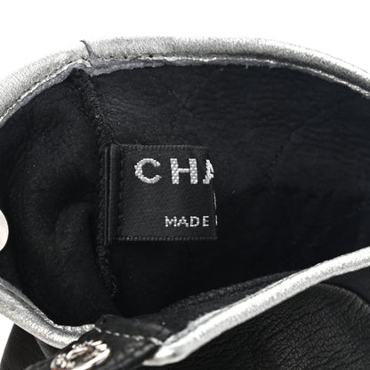 Chanel Lambskin Stitched Fingerless CC Embellished Gloves 7.5 Black 3 of 7