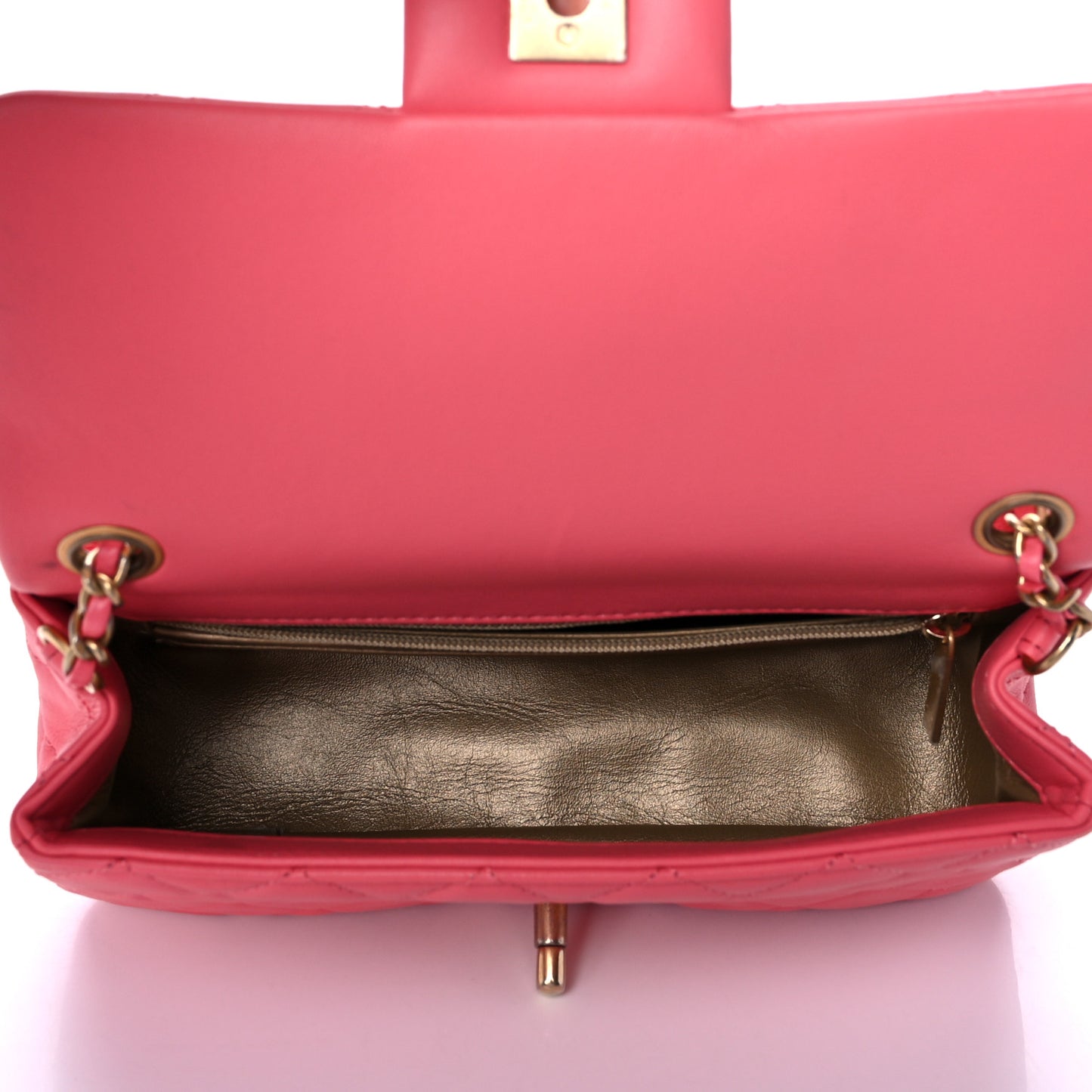 Lambskin Quilted Mini Rectangular Pearl Crush Flap Pink