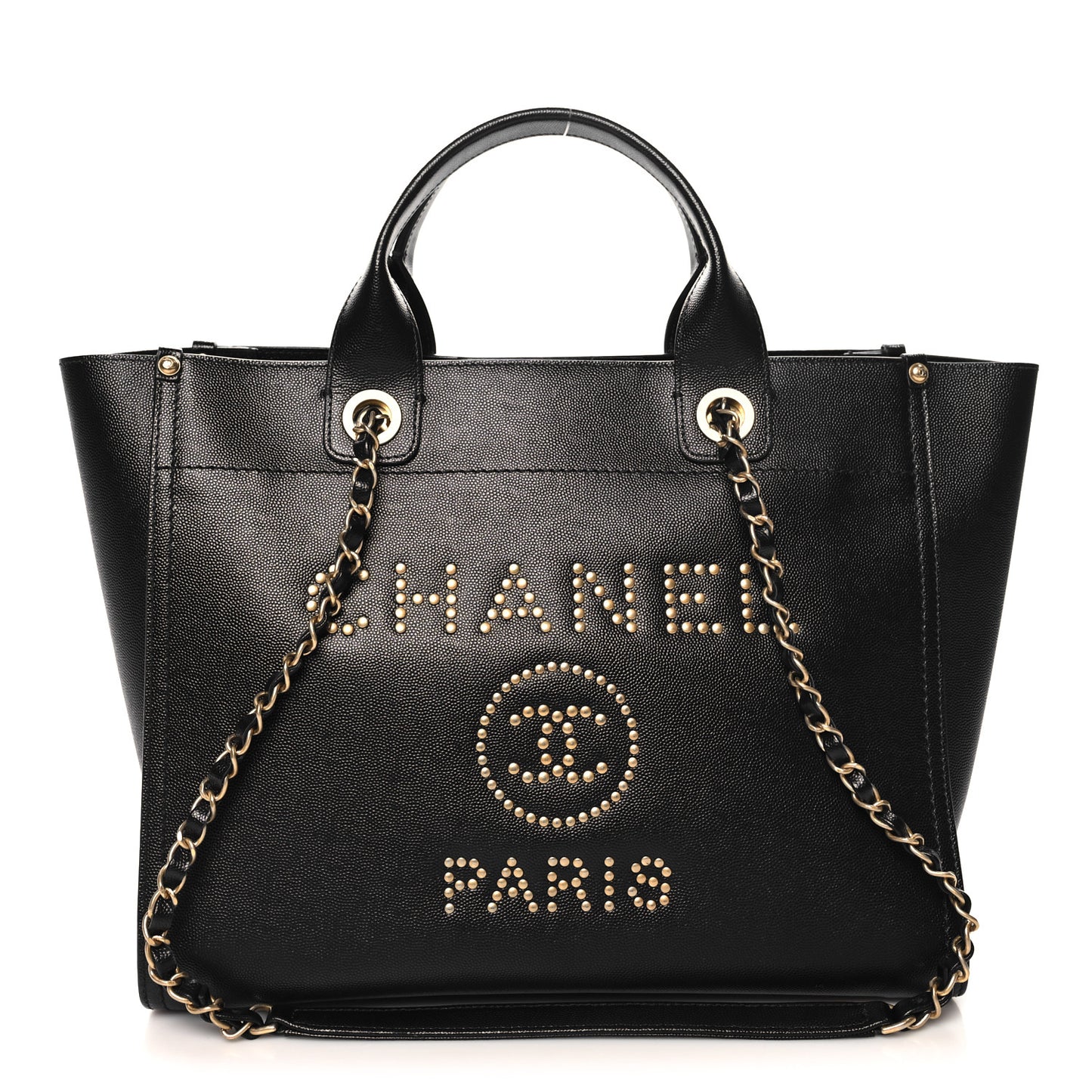 Caviar Small Studded Deauville Tote Black