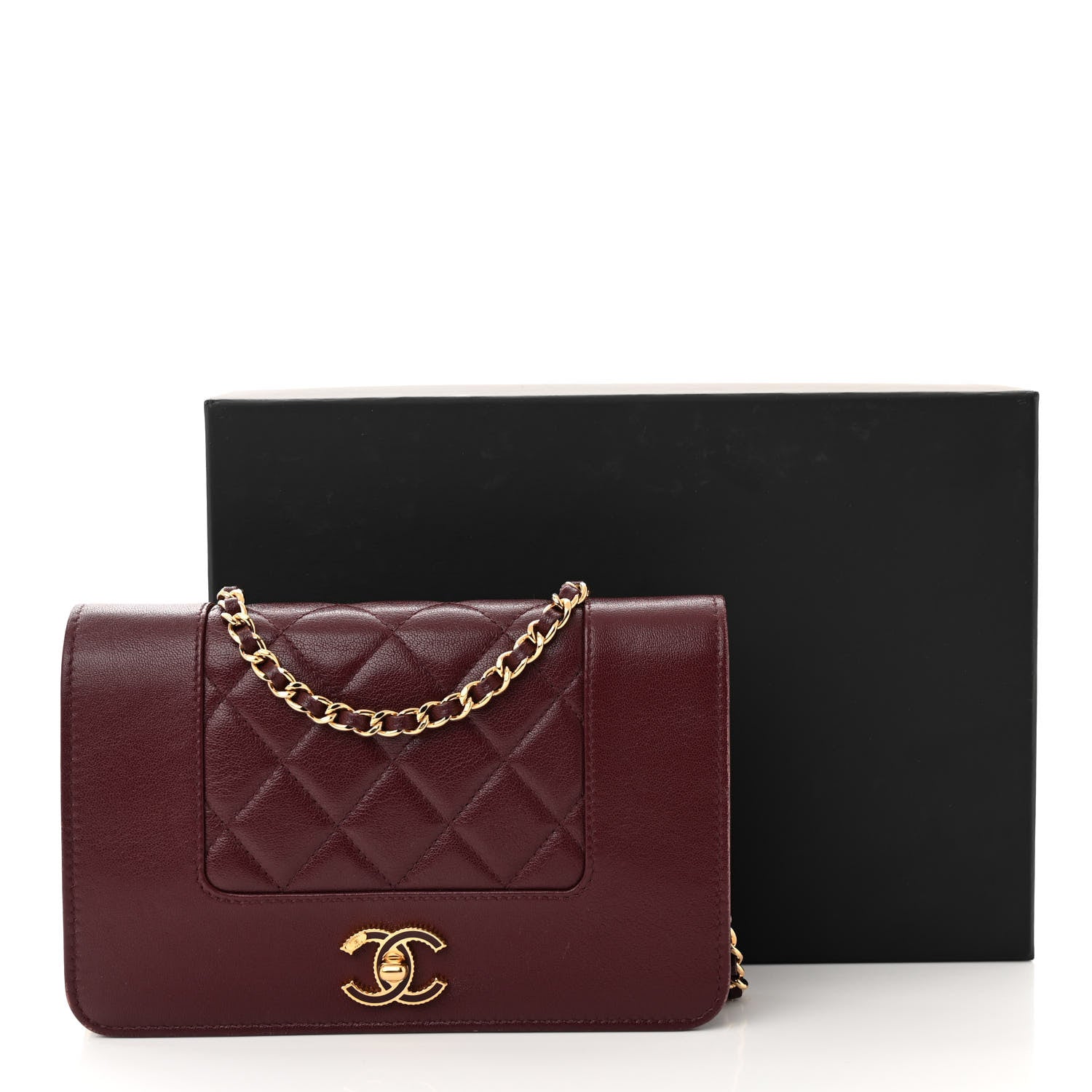 Chanel Sheepskin Quilted Mademoiselle Vintage Wallet On Chain WOC Burgundy 13 of 13