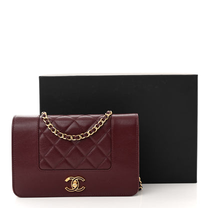 Chanel Sheepskin Quilted Mademoiselle Vintage Wallet On Chain WOC Burgundy 13 of 13