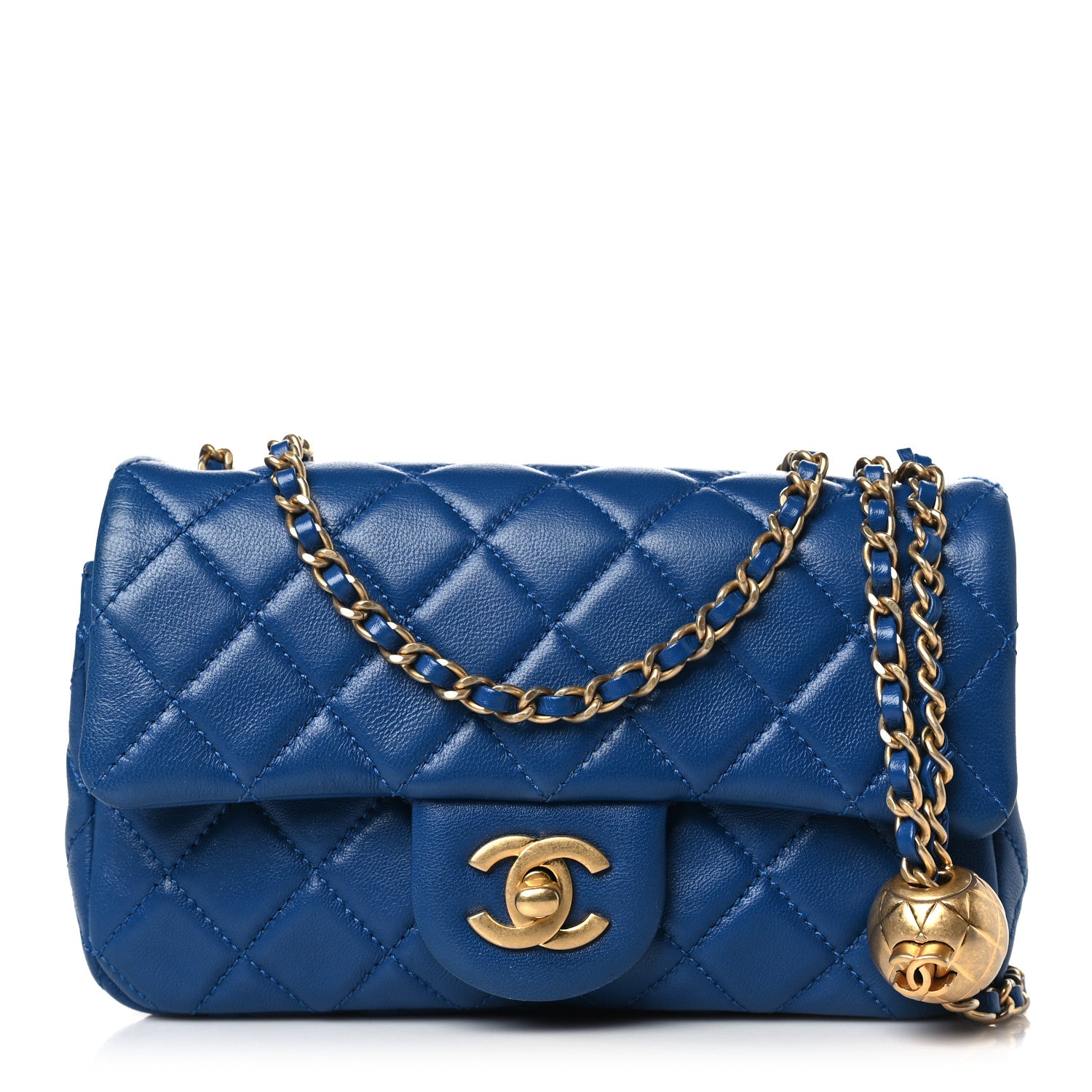 Chanel Lambskin Quilted Pearl Crush Mini Rectangular Flap Blue 1 of 10