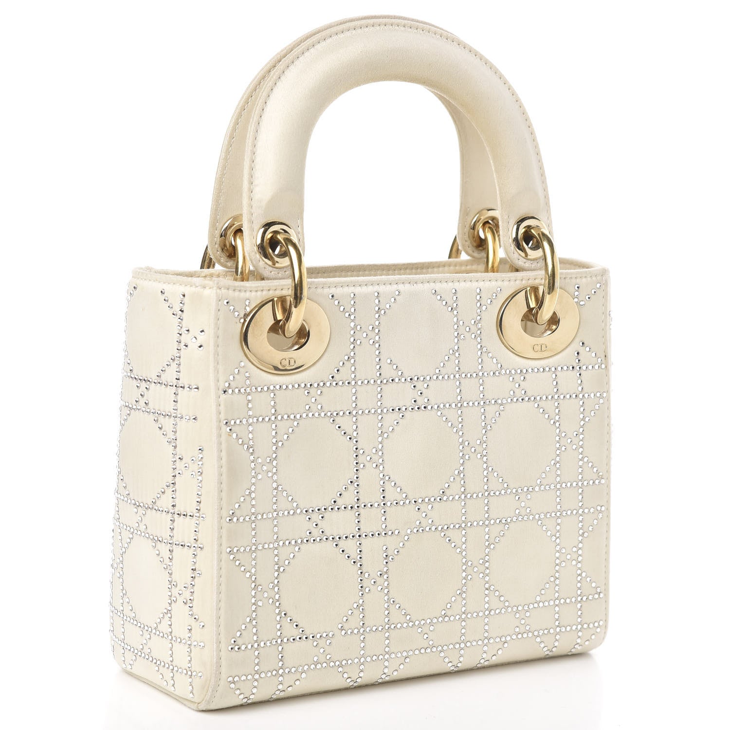 Christian Dior Satin Crystal Cannage Mini Lady Dior White 3 of 10