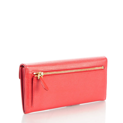 Prada Saffiano Cross Bi-Color Wallet Fuoco Papaya 3 of 7