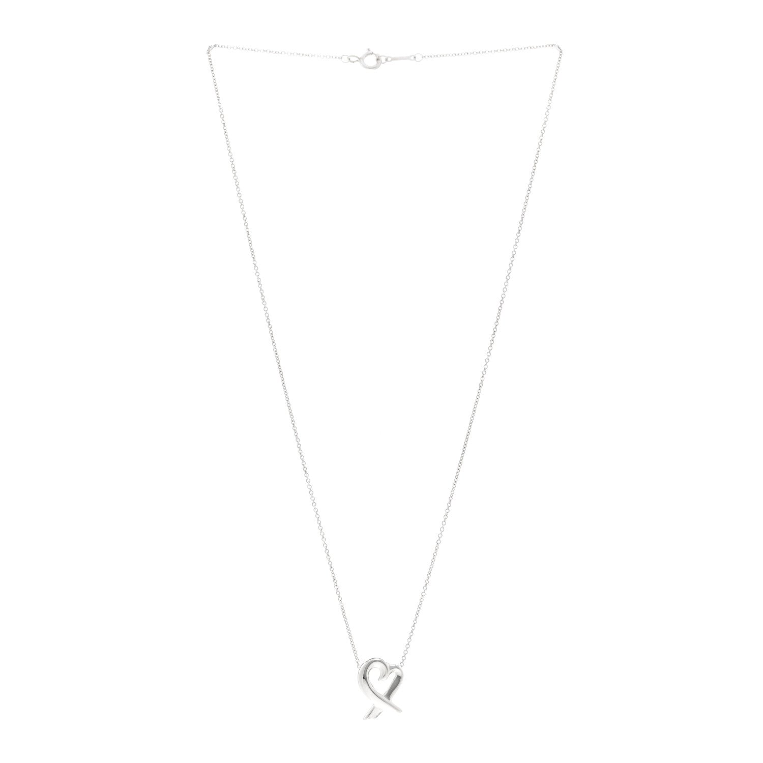 Tiffany Sterling Silver Small Paloma Picasso Loving Heart Pendant Necklace 3 of 4