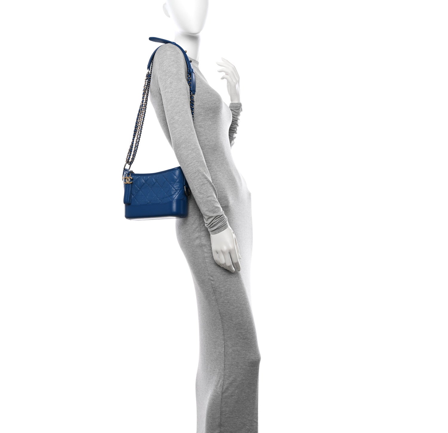 Chanel Aged Calfskin Quilted Small Gabrielle Hobo Blue 2 of 12