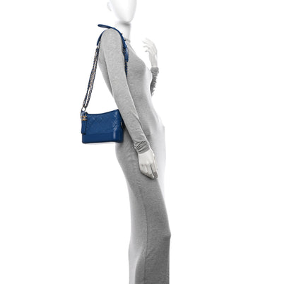 Chanel Aged Calfskin Quilted Small Gabrielle Hobo Blue 2 of 12