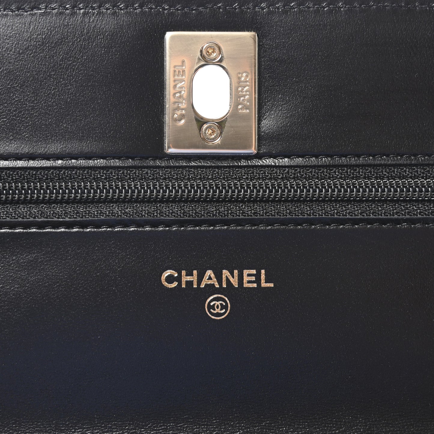 Lambskin Quilted Trendy CC Wallet On Chain WOC Black