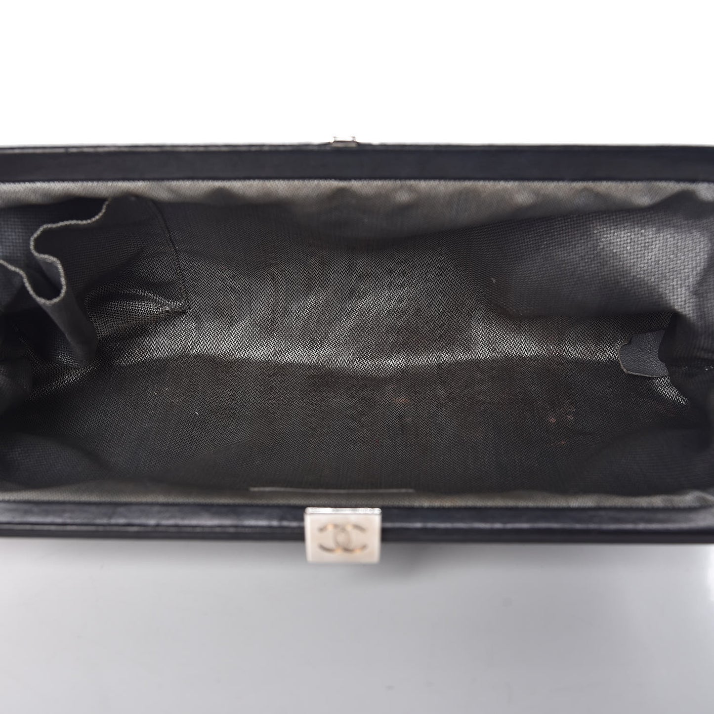 Lambskin Vertical Quilted Mademoiselle Clutch Black