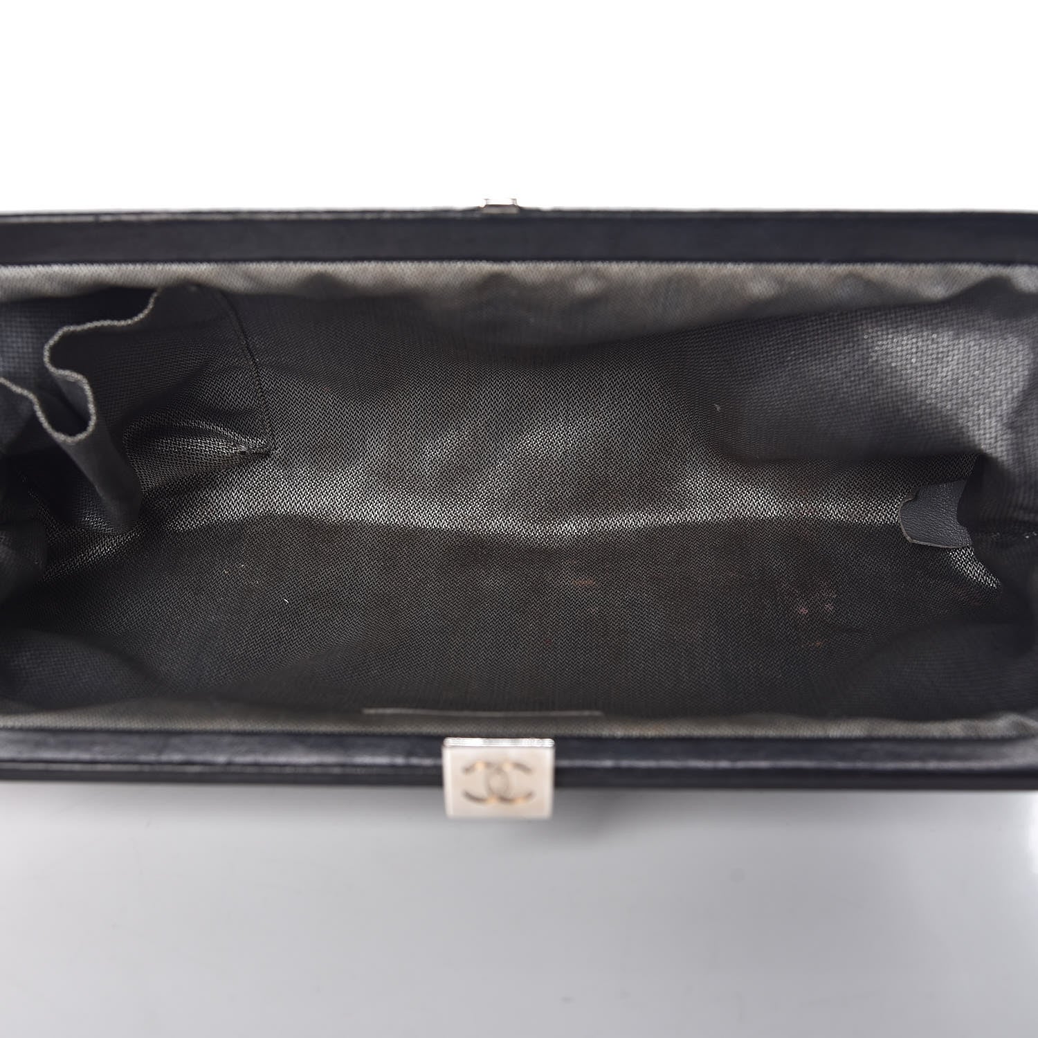 Chanel Lambskin Vertical Quilted Mademoiselle Clutch Black 5 of 14