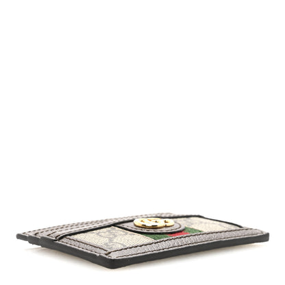 Gucci GG Supreme Monogram Textured Dollar Calfskin Ophidia Card Holder Beige Ebony New Acero 4 of 6